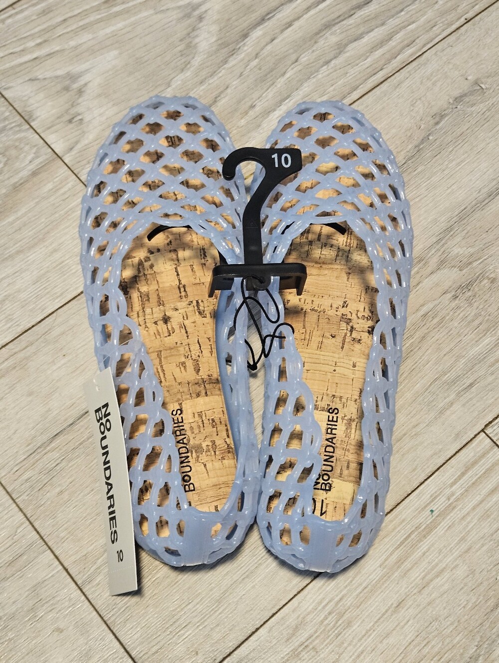 No Boundaries Women's Size 10 Light Blue Caged Jelly Flats NWT